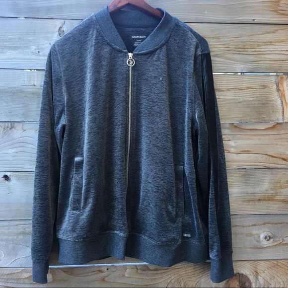 Calvin Klein Tops - Calvin Klein Gray Track Jacket, Sleeve Detail
